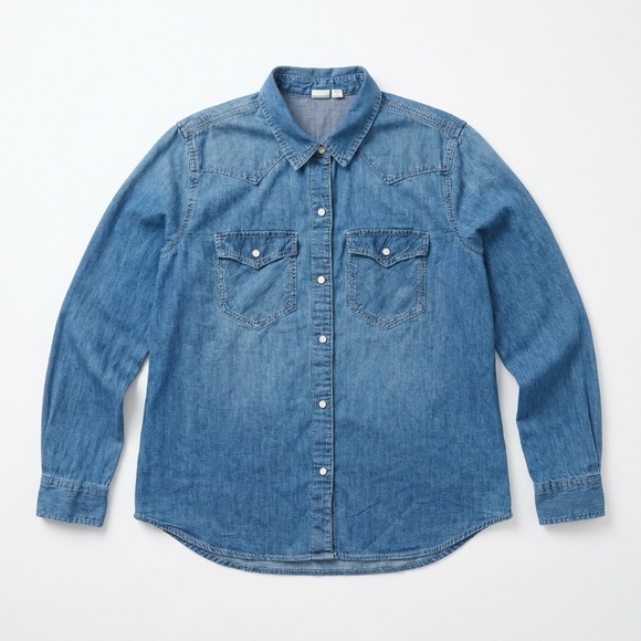 GAP Tops - GAP Light Blue Denim Shirt XL